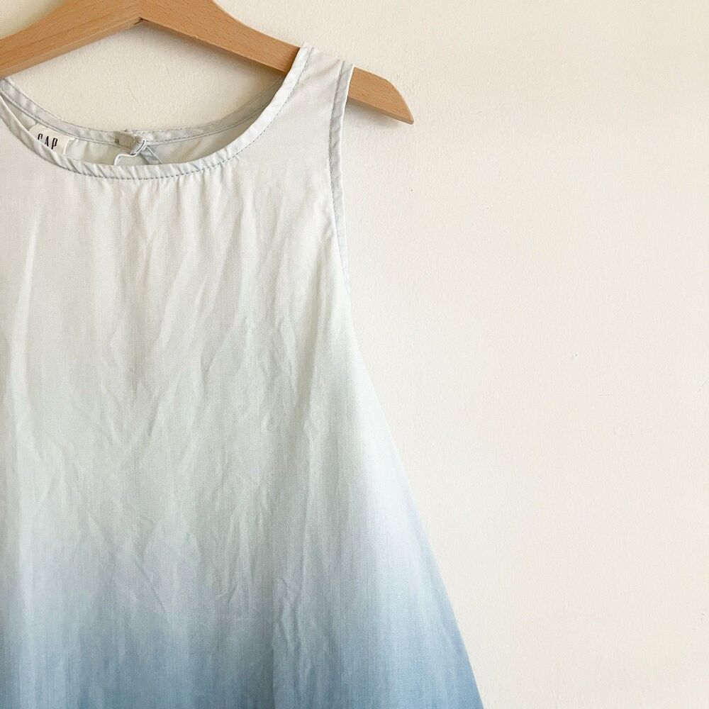 Gap Kids Dress Girls Sz XL 12 Ombre Sleeveless A Line Cut Out White Blue - Picture 4 of 6